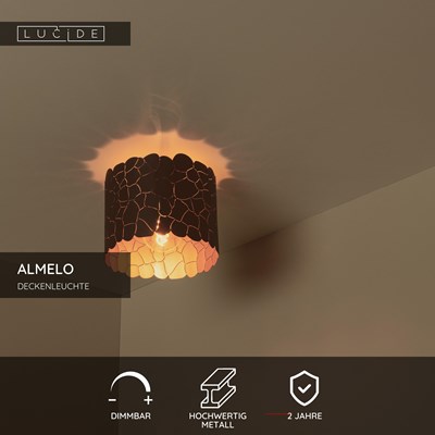 Lucide ALMELO - Deckenleuchte - Ø 25,5 cm - 1xE27 - Schwarz